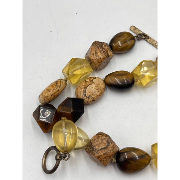 Sigrid Olsen Vintage Stone Tigers Eye Jasper Yellow Chunky Beaded‎ Necklace - Picture 7 of 9